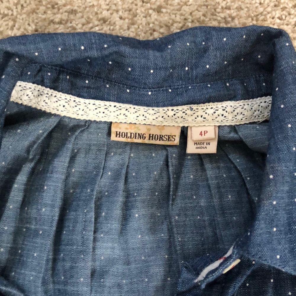 Chambray Cold Shoulder Button Down Top - image 2